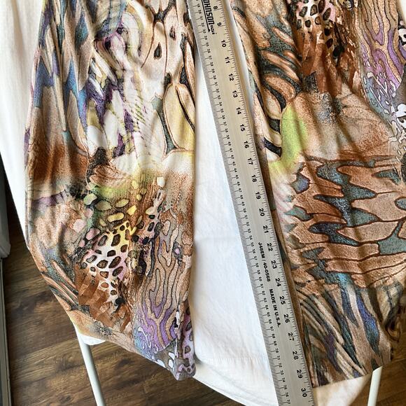 Janine Women Pants Size S Brown Animal Print Wide-Leg 30" Inseam Stretch - Picture 6 of 11